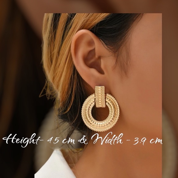 Textured Round drop earings - Picture 2 of 2